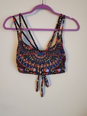 Time and Tru Multicolor Strappy Tie-Front Cropped Tank